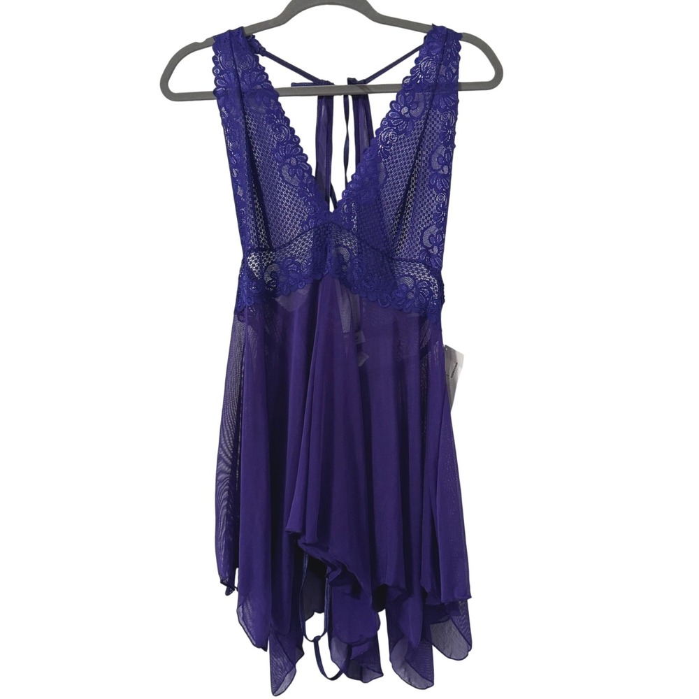 The Escante Collection Lingerie Set 1X Purple Lace Babydoll Whimsigoth‎ Coquette